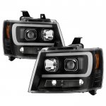 2012 Chevy Avalanche Black LED Low Beam Projector Headlights DRL