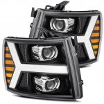 2011 Chevy Silverado 3500HD Glossy Black Projector Headlights LED DRL Dynamic Signal Activation