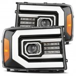 2007 GMC Sierra 2500HD Glossy Black Projector Headlights LED DRL Dynamic Signal Activation