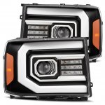 2011 GMC Sierra Black Projector Headlights LED DRL Dynamic Signal Activation