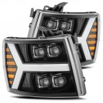 2012 Chevy Silverado 2500HD Glossy Black LED Quad Projector Headlights DRL Dynamic Signal Activation