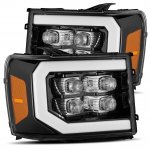 GMC Sierra 2007-2013 Glossy Black LED Quad Projector Headlights DRL Dynamic Signal Activation