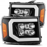 2013 GMC Sierra 3500HD Black LED Quad Projector Headlights DRL Dynamic Signal Activation