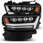 Dodge Ram 1500 2019-2023 Glossy Black LED Quad Projector Headlights DRL Dynamic Signal Activation