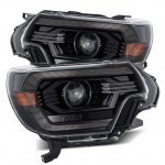 Toyota Tacoma 2012-2015 Glossy Black Smoked LED Headlights DRL Switchback Signal