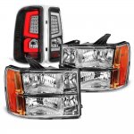 2007 GMC Sierra 3500HD Headlights Black LED Tail Lights