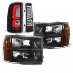 2013 GMC Sierra 3500HD Black Headlights LED Tail Lights