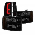 2009 GMC Sierra 3500HD Black Smoked Headlights LED Tail Lights