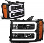 2010 GMC Sierra Denali Black Dual LED DRL Projector Headlights