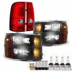 2012 GMC Sierra 3500HD Black LED Bulbs Headlights Red LED Tail Lights