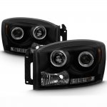 2007 Dodge Ram 2500 Black Smoked Halo Projector Headlights with LED