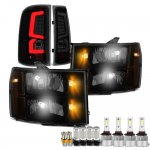 2007 GMC Sierra 3500HD Black Smoked LED Bulbs Headlights LED Tail Lights