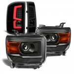 2015 GMC Sierra 2500HD SLE Black Projector Headlights Black Smoked LED Tail Lights