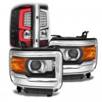 GMC Sierra 1500 2014-2015 Projector Headlights Black LED Tail Lights