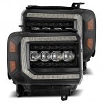 GMC Sierra 1500 2014-2015 Black LED Quad Projector Headlights DRL Dynamic Signal Activation