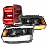 2016 Dodge Ram 3500 New Black Smoked Projector Headlights Red LED Tail Lights