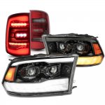 2012 Dodge Ram 2500 New Black Smoked Projector Headlights Red LED Tail Lights