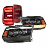 2017 Dodge Ram 2500 Black Smoked LED Quad Projector Headlights Red LED Tail Lights