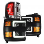 2018 Chevy Silverado 2500HD Black DRL Projector Headlights Custom LED Tail Lights