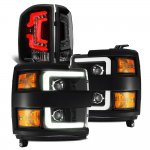 2018 Chevy Silverado 2500HD Black DRL Projector Headlights Smoked Custom LED Tail Lights