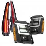 2014 Cadillac Escalade Black DRL Projector Headlights Full LED Tail Lights Conversion