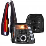 2014 GMC Yukon Denali Smoked Halo Projector Headlights Full LED Tail Lights Conversion