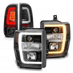 2009 Ford F450 Super Duty Black Switchback DRL Projector Headlights LED Tail Lights