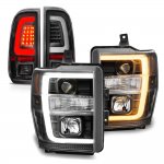 2008 Ford F350 Super Duty Black Switchback DRL Projector Headlights LED Tail Lights