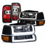 2002 Chevy Tahoe Black DRL Headlights LED Tail Lights