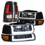 2002 Chevy Silverado 2500HD Black DRL Headlights Custom LED Tail Lights