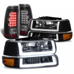 2002 Chevy Silverado 1500HD Black DRL Headlights LED Tail Lights