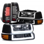 2000 Chevy Silverado 2500 Black DRL Headlights LED Tail Lights