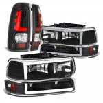 2001 Chevy Silverado 2500HD Black LED Tube DRL Headlights Tail Lights