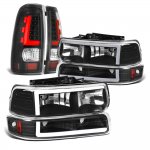 2000 Chevy Silverado 2500 Black LED Tube DRL Headlights Tail Lights