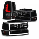 1999 Chevy Silverado 2500 Black Smoked LED Tube DRL Headlights Tail Lights