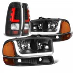 GMC Sierra 3500 2001-2006 Black LED Tube DRL Headlights Tail Lights