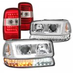 2001 GMC Yukon DRL Projector Headlights LED Bumper Lights Tube Tail Lights