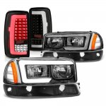 2004 GMC Yukon Black DRL Headlights Full LED Tail Lights