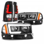 GMC Sierra 2500 1999-2004 Black DRL Headlights Tube LED Tail Lights