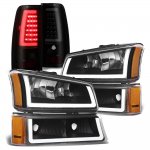 2006 Chevy Silverado 1500HD Black DRL Headlights Tinted LED Tail Lights