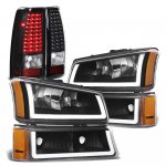 2006 Chevy Silverado 1500HD Black DRL Headlights LED Tail Lights