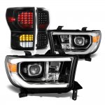 2008 Toyota Tundra Black Facelift DRL Projector Headlights Full LED Tail Lights