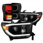 2009 Toyota Tundra Glossy Black Facelift DRL Projector Headlights Tinted LED Tail Lights