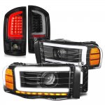 2004 Dodge Ram 3500 Black LED DRL Projector Headlights Tail Lights