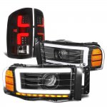 2003 Dodge Ram 2500 Black DRL Projector Headlights Custom LED Tail Lights