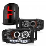 2004 Dodge Ram 3500 Smoked Halo Projector Headlights Custom LED Tail Lights