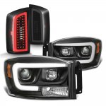 2008 Dodge Ram 2500 Black DRL Projector Headlights Tinted LED Tail Lights