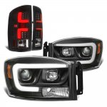 2008 Dodge Ram 2500 Black DRL Projector Headlights Custom LED Tail Lights