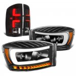 2009 Dodge Ram 3500 Black DRL Projector Headlights Dynamic Signals Custom LED Tail Lights