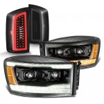 2009 Dodge Ram 3500 Black Smoked New DRL Projector Headlights LED Tail Lights